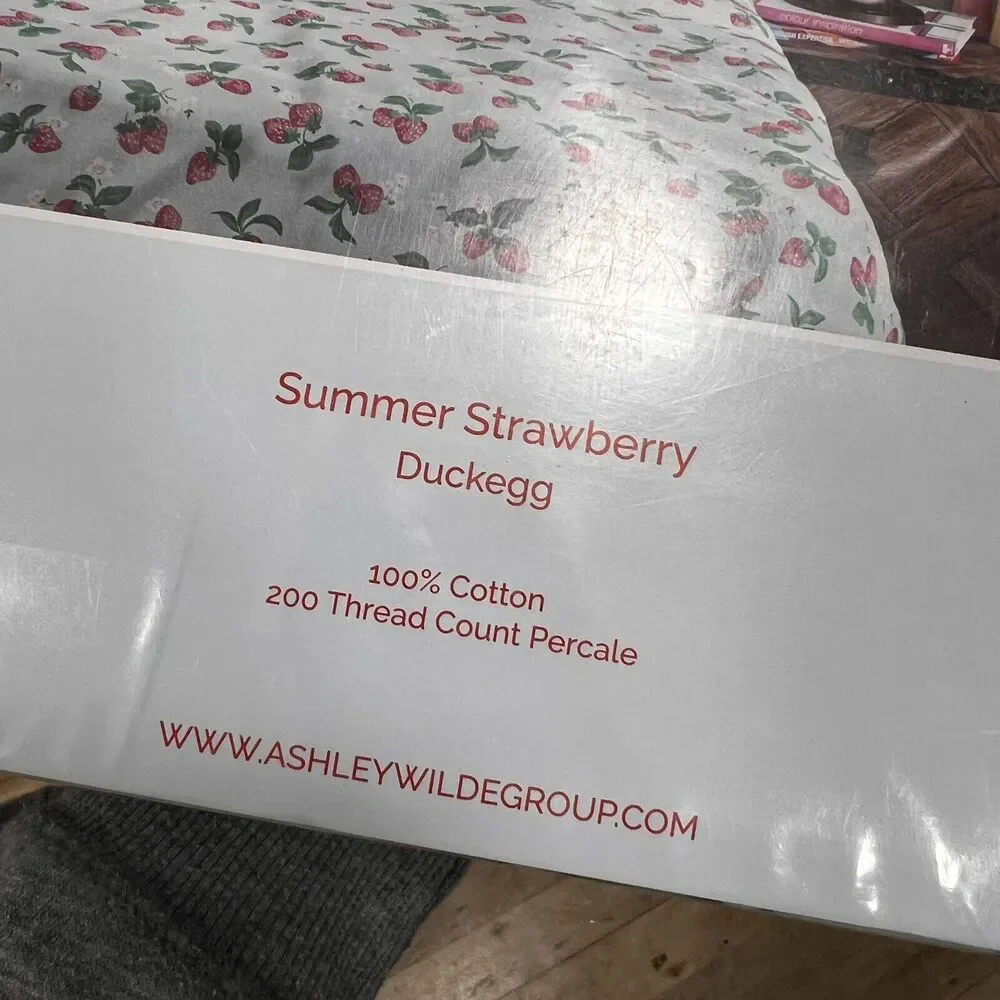 Cath Kidston New TWIN Summer Strawberry Duckegg Sheets Set 100% Cotton